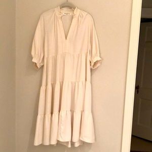 Amanda Uprichard Saffron Ivory Tiered Midi Dress